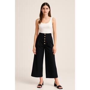 ZARA TRF Black Ultra High Waist Wide Leg Pants – Size 28